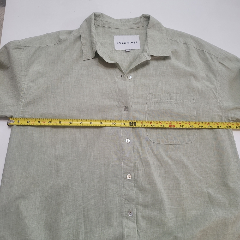 Lola River Anthropoloige Top Womens Medium Light Green Taylor Button Up Preppy - Picture 6 of 10
